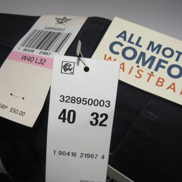NWT DOCKERS Classic Fit Pleated Easy Khaki Comfort Waistband Navy Pants Size W40 - Picture 8 of 9